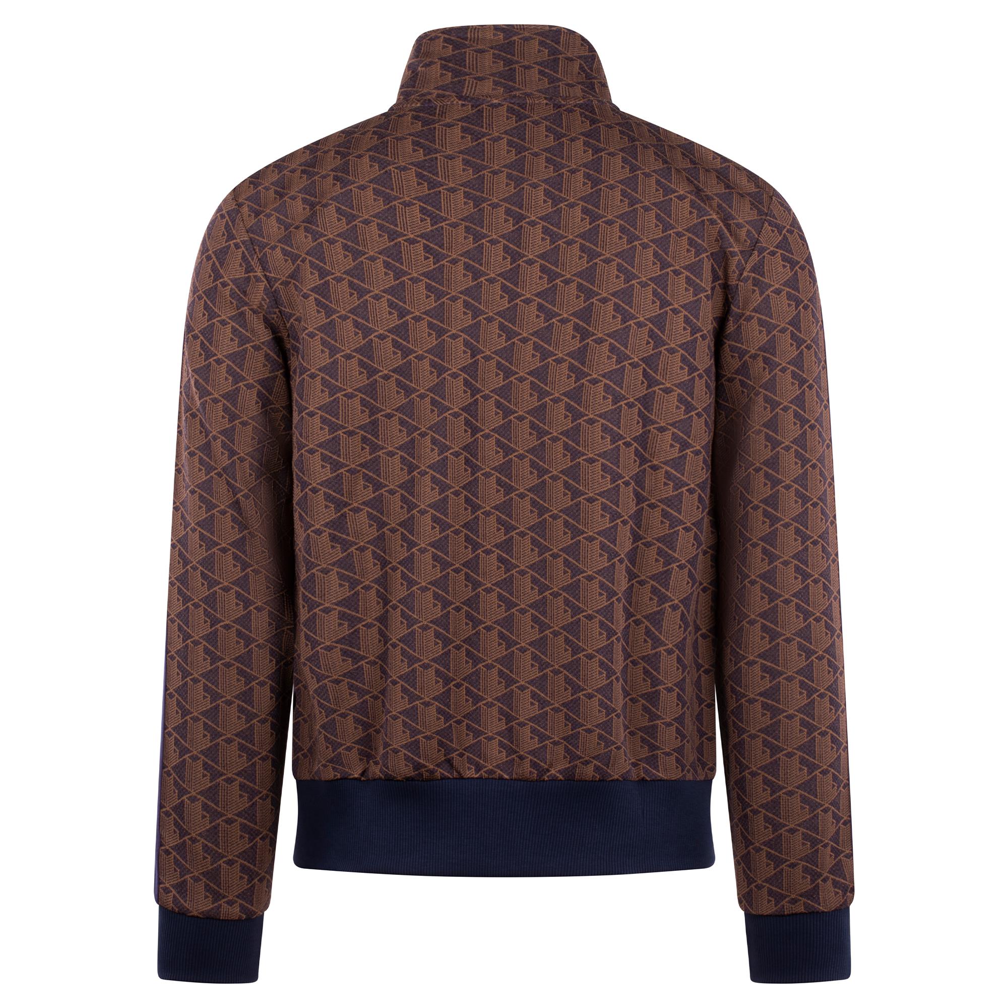 Mens Lacoste Paris Jacquard Monogram Zipped Sweatshirt Velvet